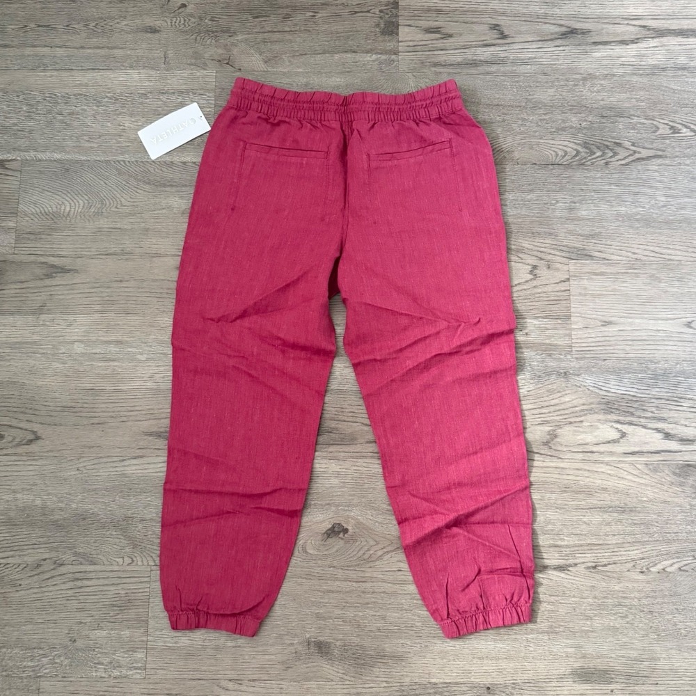 Athleta Retreat 100% Linen Jogger Pants Size 8P Petite NWT Pink Travel Casual - Picture 4 of 12